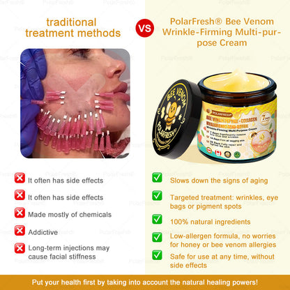 🔥 Made & Shipped from CA | Clinically Proven: PolarFresh® Bee Venom Wrinkle-Firming Multi-purpose Cream with bee venom peptides, botulinum toxin, hyaluronic acid, and collagen💧. Targets wrinkles, fine lines, sagging, stretch marks, dark spots and more