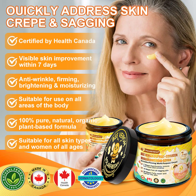 🔥 Made & Shipped from CA | Clinically Proven: PolarFresh® Bee Venom Wrinkle-Firming Multi-purpose Cream with bee venom peptides, botulinum toxin, hyaluronic acid, and collagen💧. Targets wrinkles, fine lines, sagging, stretch marks, dark spots and more